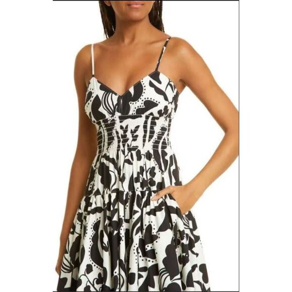 La Ligne Women's Black White Sleeveless Cotton Bee Midi Dress Size XL NWOT - Picture 2 of 10